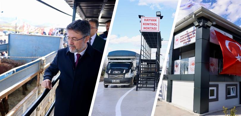 BAKAN YUMAKLI, ELAZIĞ'DA KURULAN VETERİNER YOL KONTROL VE DENETİM İSTASYONUNDA İNCELEMELERDE BULUNDU